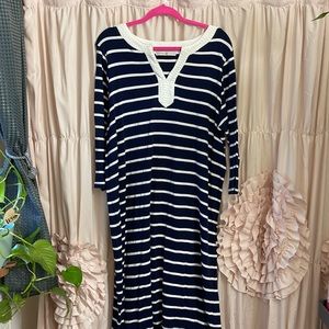 Avon Signature Collection Blue/White Striped Midi Dress